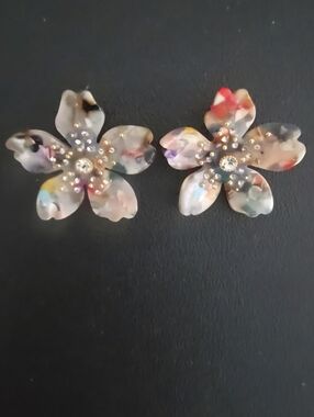 Express Floral Multicolor Acrylic Flower Rhinestone Stud Earrings